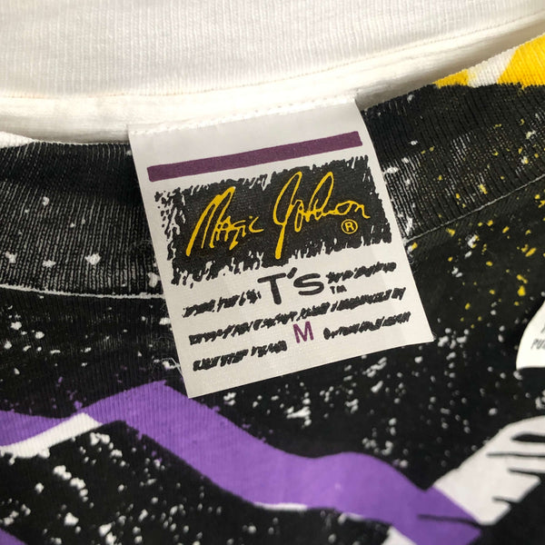 Vintage Deadstock NWOT NBA Los Angeles Lakers Vlade Divac Magic Johnson T's All Over Print T-Shirt (M)