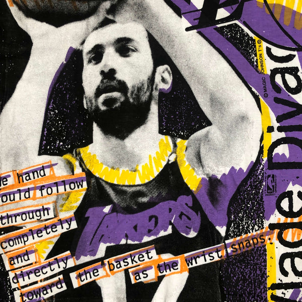 Vintage Deadstock NWOT NBA Los Angeles Lakers Vlade Divac Magic Johnson T's All Over Print T-Shirt (M)