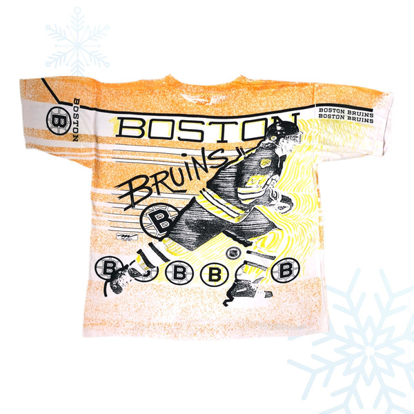 Vintage 1991 NHL Boston Bruins Magic Johnson T's All Over Print T-Shirt (XL)