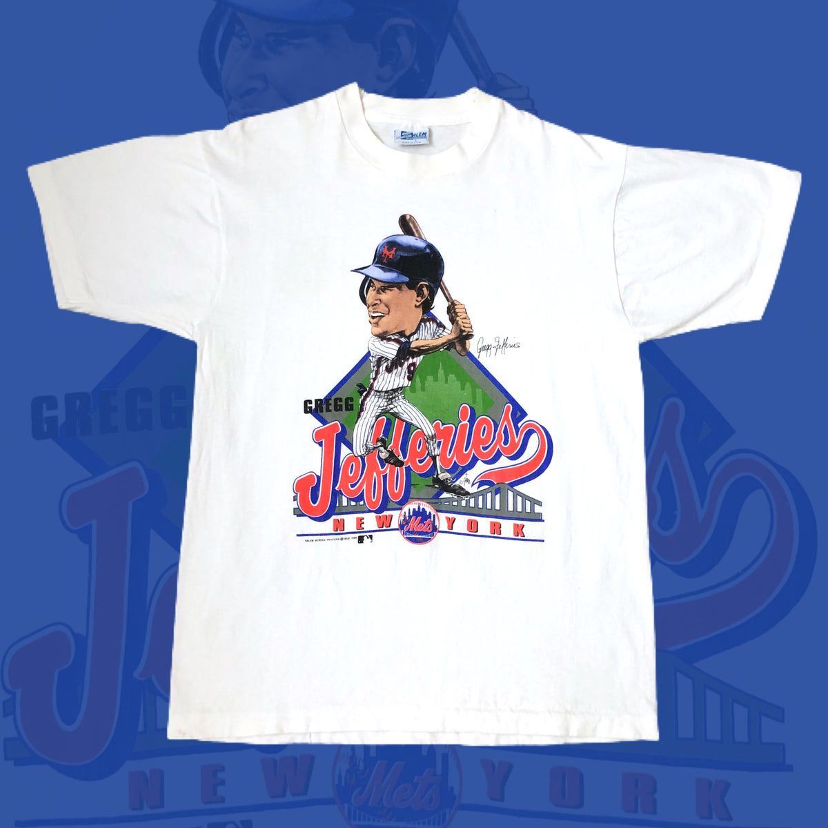 Vintage Gregg Jefferies New York Mets Caricature T-shirt MLB Baseball 1989  – For All To Envy