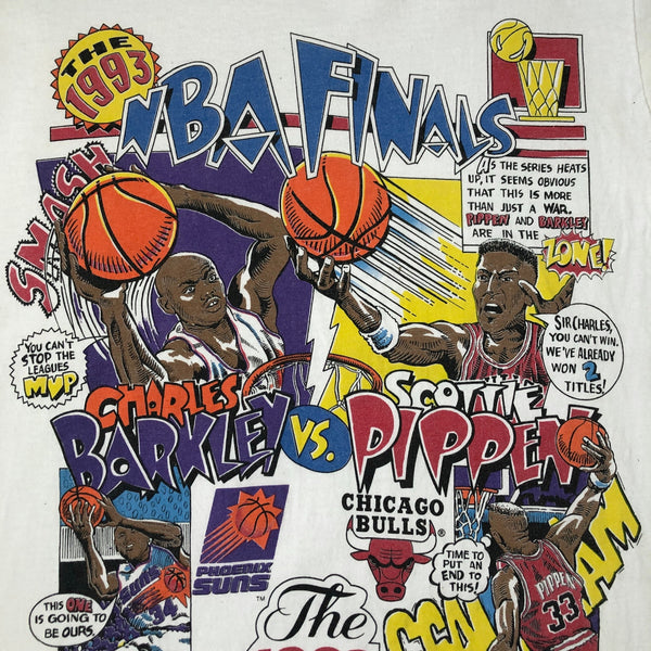 Vintage 1993 NBA Finals Phoenix Suns Charles Barkley Chicago Bulls Scottie Pippen Salem Sportswear Caricature T-Shirt (M)