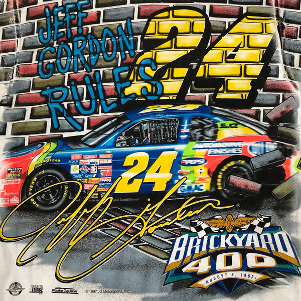 Vintage Deadstock NWOT NASCAR Jeff Gordon 1997 Brickyard 400 All Over Print AOP T-Shirt (M)