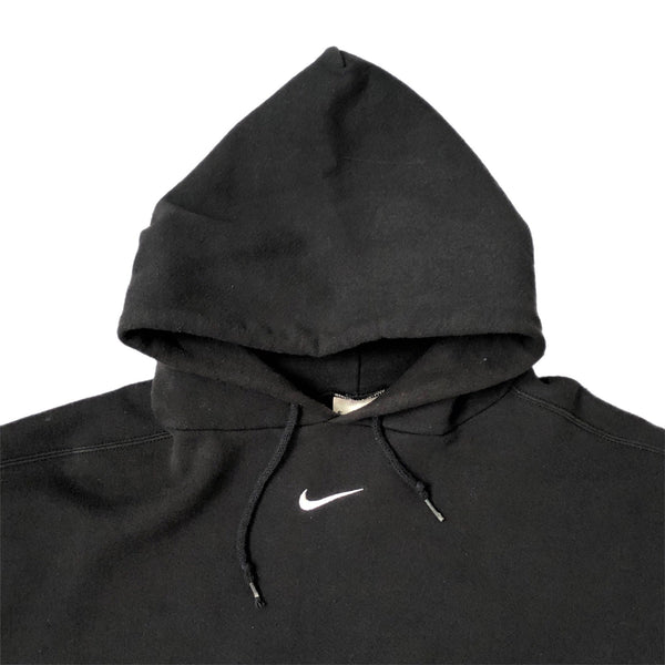 Vintage 90s Nike Center Swoosh Logo Black Hoodie Sweatshirt (XL)