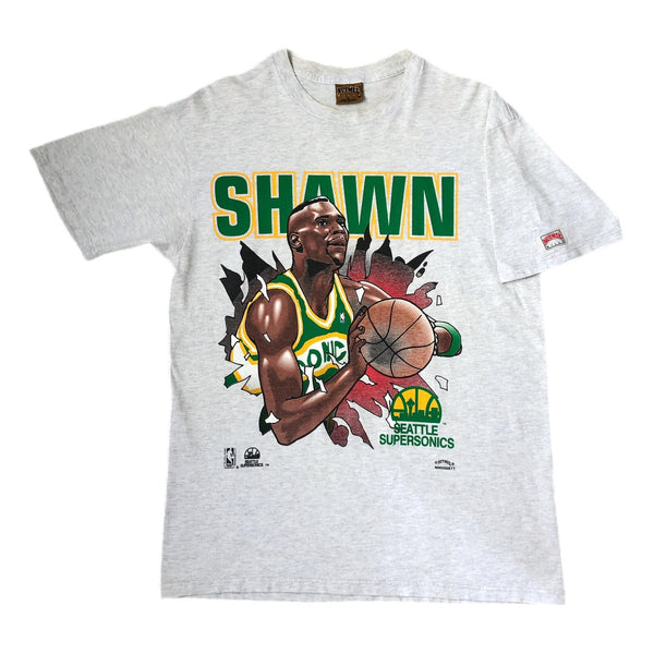 Vintage NBA Seattle Supersonics Shawn Kemp Nutmeg Mills Breakthrough Caricature T-Shirt (L)