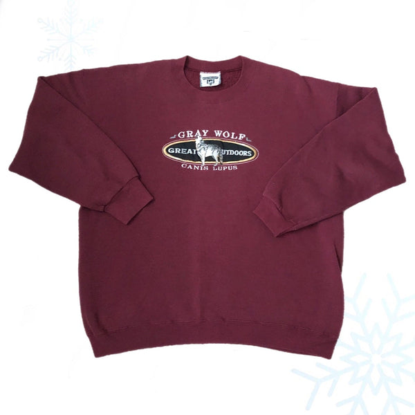 Vintage Gray Wolf Canis Lupus Great Outdoors Crewneck Sweatshirt (XL)