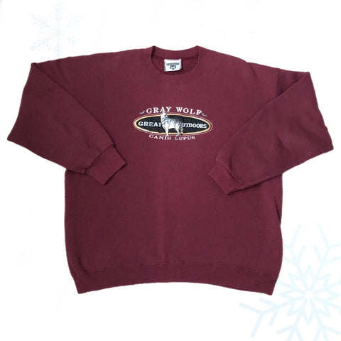 Vintage Gray Wolf Canis Lupus Great Outdoors Crewneck Sweatshirt (XL)