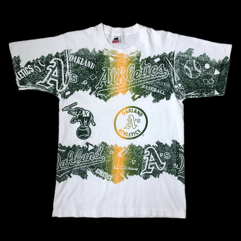 Vintage MLB Oakland Athletics All Over Print T-Shirt (M)