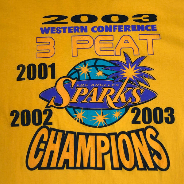 Vintage 2003 WNBA Los Angeles Sparks Western Conference 3-Peat Champions Lisa Leslie T-Shirt (XL)