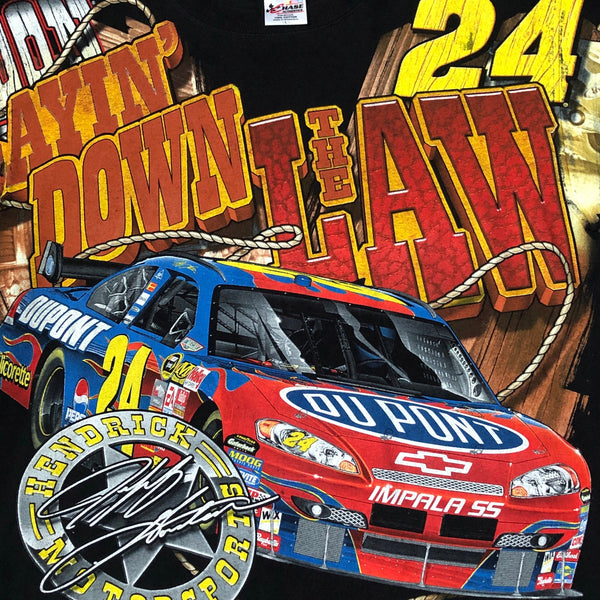 2008 NASCAR Jeff Gordon Layin’ Down The Law All Over Print T-Shirt (L)
