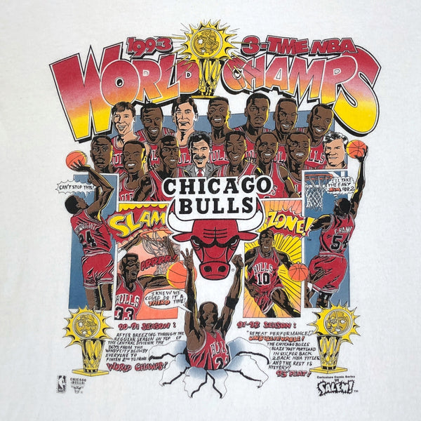 Vintage NBA Chicago Bulls 1993 World Champions Salem Sportswear Caricature T-Shirt (L)