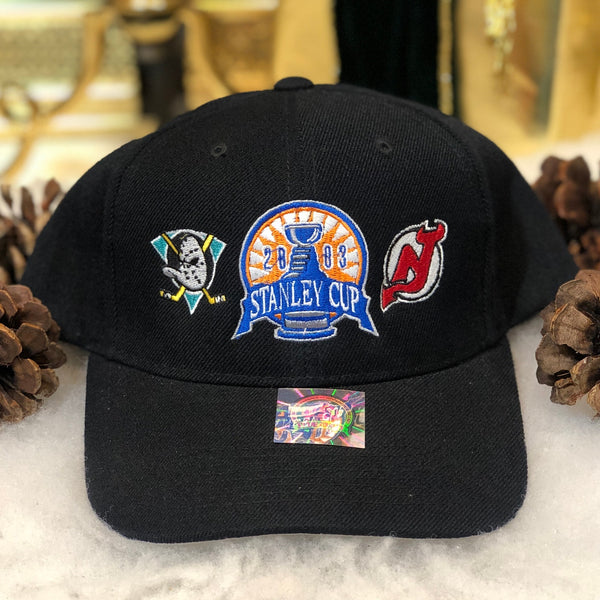 Vintage Deadstock NWT 2003 NHL Stanley Cup Finals Anaheim Mighty Ducks New Jersey Devils Twins Enterprise Wool Snapback Hat NWT