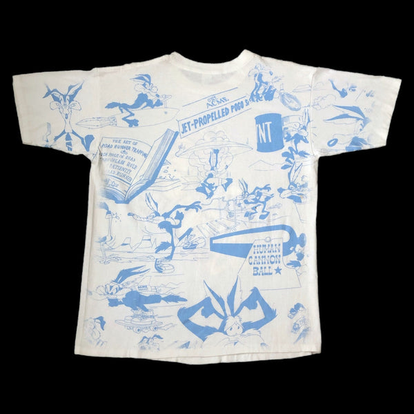 Vintage Looney Tunes Wile E. Coyote Rocket Human Cannon Ball All Over Print AOP T-Shirt (XL)