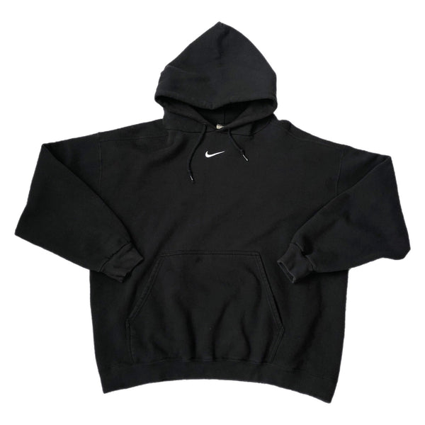 Vintage 90s Nike Center Swoosh Logo Black Hoodie Sweatshirt (XL)