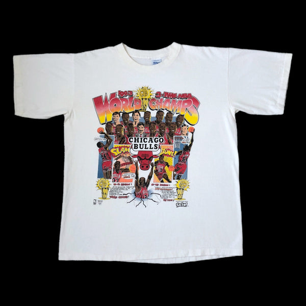 Vintage NBA Chicago Bulls 1993 World Champions Salem Sportswear Caricature T-Shirt (L)