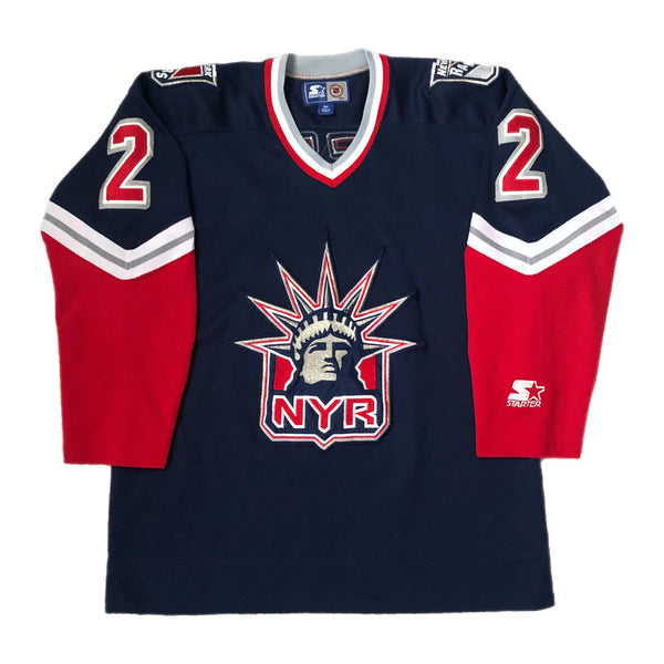 Vintage NHL New York Rangers Lady Liberty Brian Leetch Hockey Jersey (M)