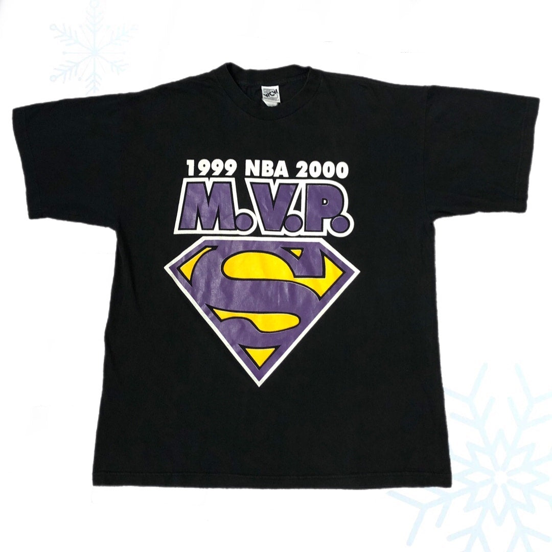Vintage 2000 NBA MVP Shaquille O'Neal Superman Los Angeles Lakers T-Shirt (XL)