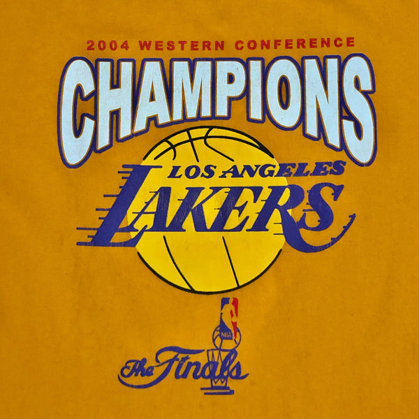 Vintage 2004 NBA Los Angeles Lakers Western Conference Champions Sprite Thirst Bootleg "Show 'Em The Lakers Motto It's Showtime" T-Shirt (XL)