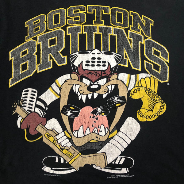Vintage NHL Boston Bruins Taz Looney Tunes Hoodie Sweatshirt (XL)