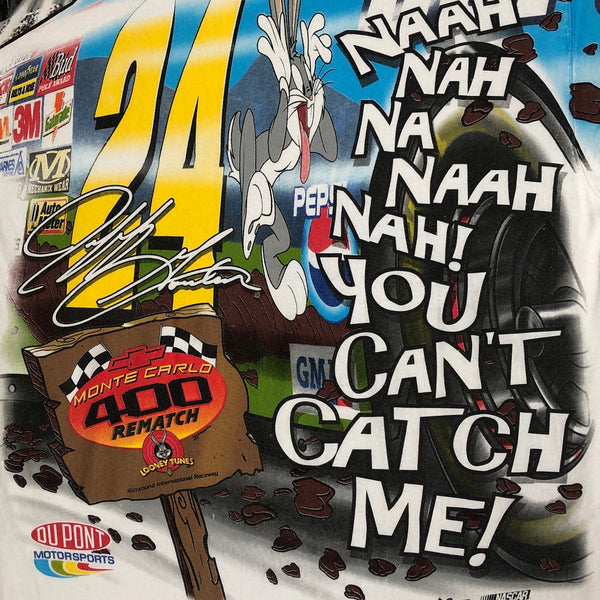 Vintage Deadstock NWOT 2002 NASCAR Monte Carlo 400 Rematch Jeff Gordon Looney Tunes Bugs Bunny All Over Print AOP T-Shirt (M)