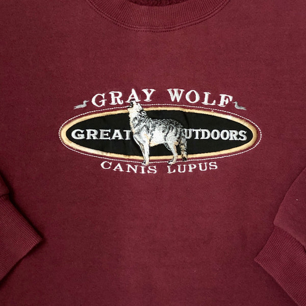 Vintage Gray Wolf Canis Lupus Great Outdoors Crewneck Sweatshirt (XL)