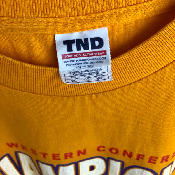 Vintage 2004 NBA Los Angeles Lakers Western Conference Champions Sprite Thirst Bootleg "Show 'Em The Lakers Motto It's Showtime" T-Shirt (XL)