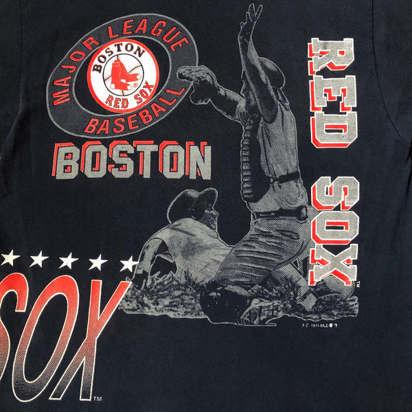 Vintage 1991 MLB Boston Red Sox Baseball Logo 7 All Over Print T-Shirt (L)