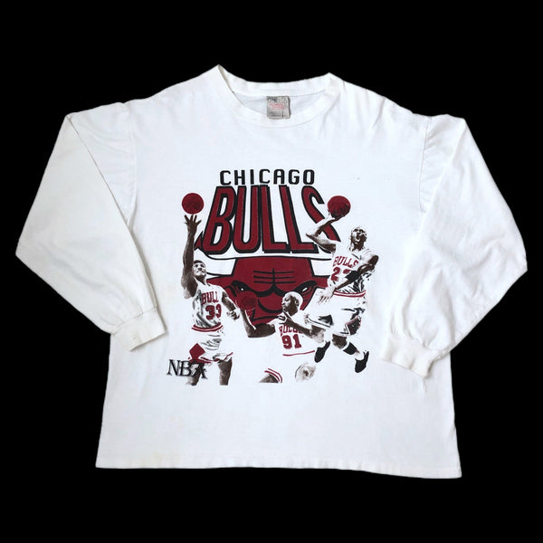 Vintage NBA Chicago Bulls Michael Jordan Scottie Pippen Dennis Rodman Long Sleeve Shirt (L)