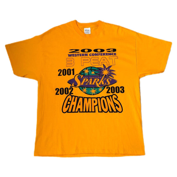 Vintage 2003 WNBA Los Angeles Sparks Western Conference 3-Peat Champions Lisa Leslie T-Shirt (XL)