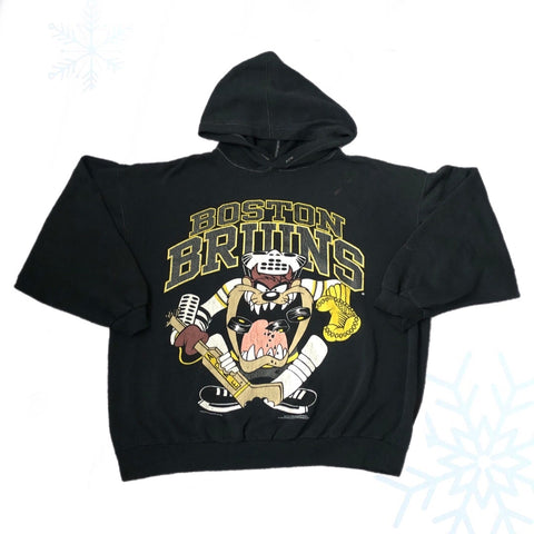 Vintage NHL Boston Bruins Taz Looney Tunes Hoodie Sweatshirt (XL)