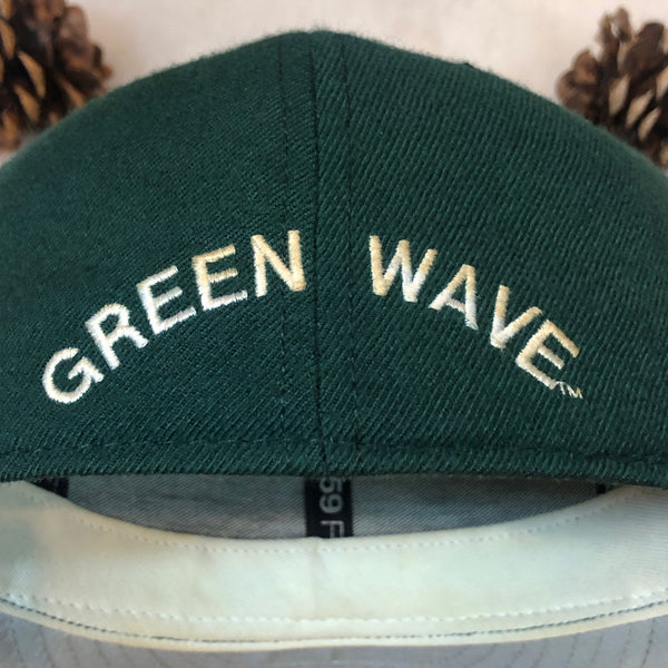 Vintage NCAA Tulane Green Wave New Era Wool Fitted Hat 7 3/8
