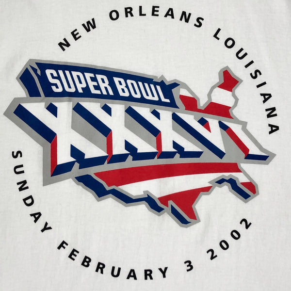 Vintage Deadstock NWT NFL Super Bowl XXXVI New England Patriots St. Louis Rams Logo Athletic T-Shirt (L)