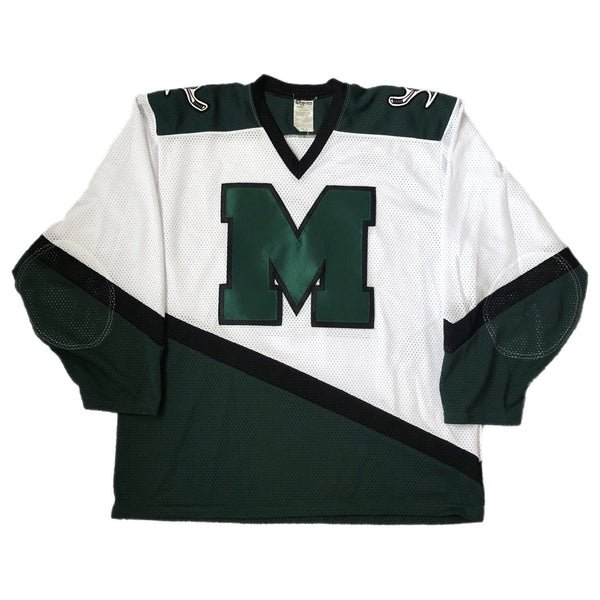 Vintage Mansfield Green Hornets MA Massachusetts High School Hockey Jersey (XL)