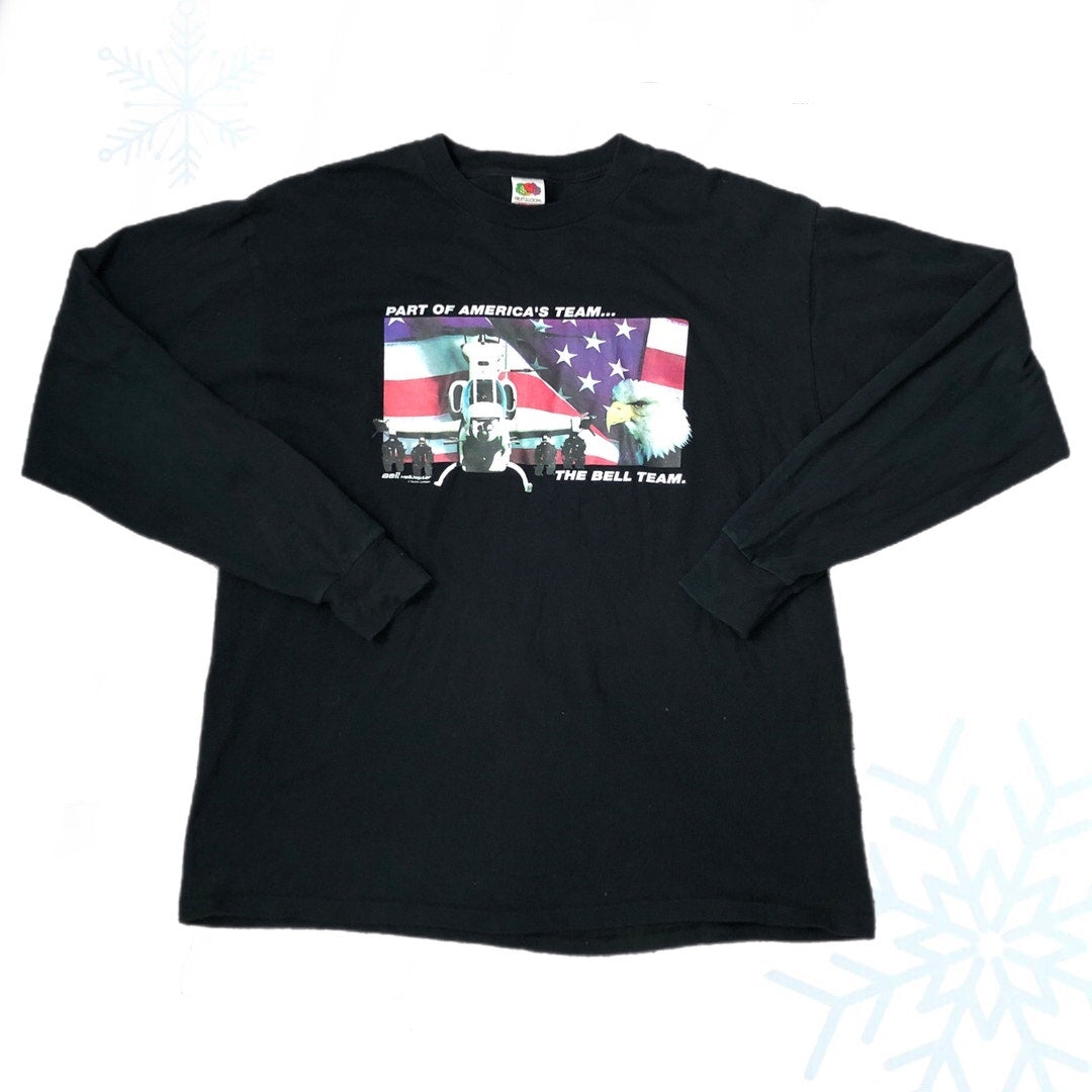 Vintage Bell Helicopters USA Bald Eagle Long Sleeve Shirt (XL)
