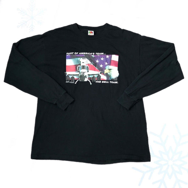 Vintage Bell Helicopters USA Bald Eagle Long Sleeve Shirt (XL)