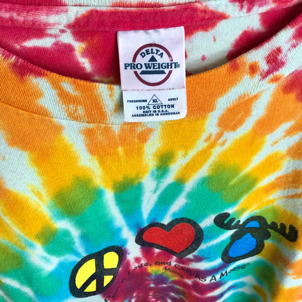 Peace, Love, And Cool As A Moose Maine Tie-Dye T-Shirt (XL)