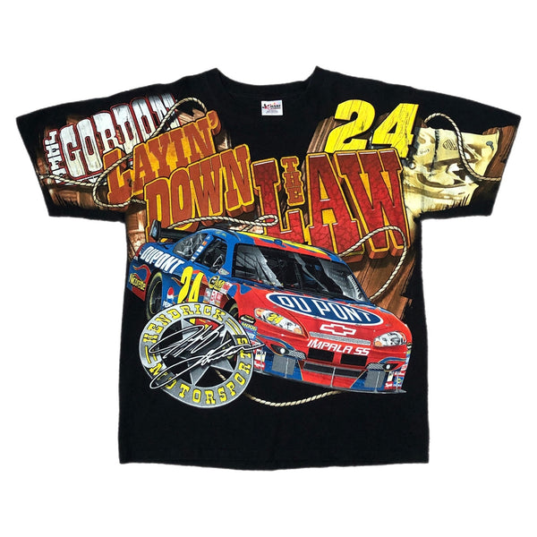 2008 NASCAR Jeff Gordon Layin’ Down The Law All Over Print T-Shirt (L)
