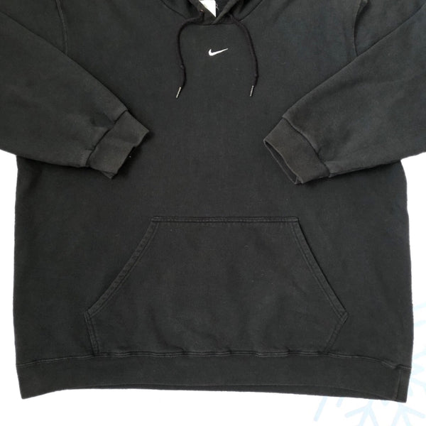 Vintage Nike Center Swoosh y2k Black Hoodie Sweatshirt (XXL)