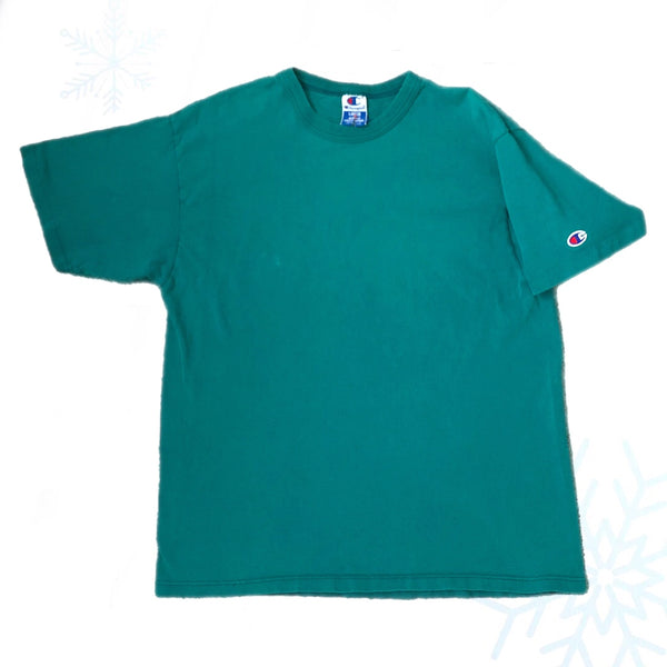 Vintage Champion Teal Blank T-Shirt (L)