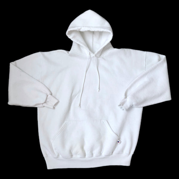 Vintage Russell Athletic White Blank Hoodie Sweatshirt (XL)