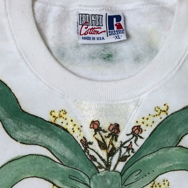 Vintage Russell Athletic Ugly Christmas Homemade Hand Drawn Crewneck Sweatshirt (XL)