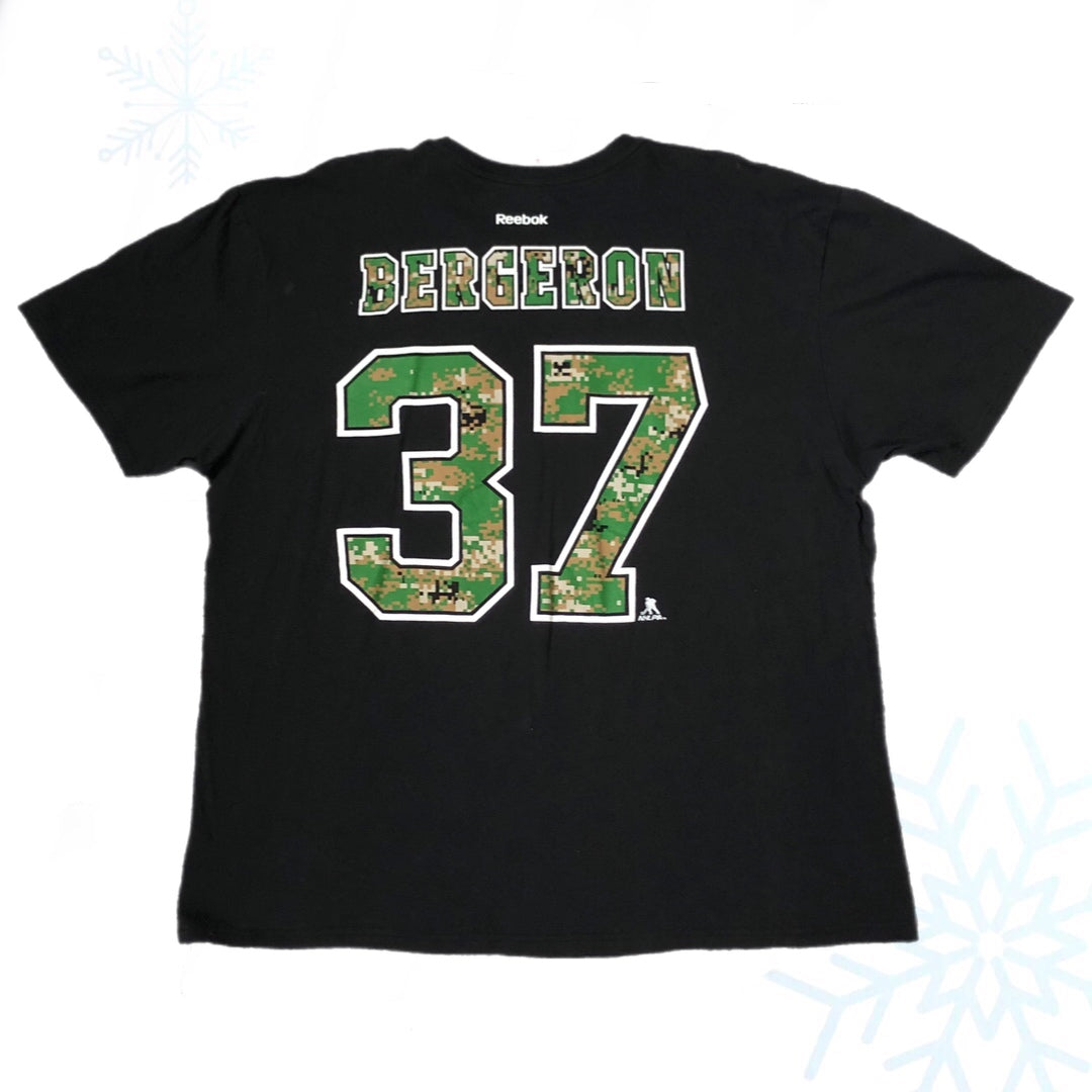 NHL Boston Bruins Patrice Bergeron Reebok Salute to Veterans Jersey T-Shirt (XXL)