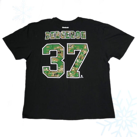 NHL Boston Bruins Patrice Bergeron Reebok Salute to Veterans Jersey T-Shirt (XXL)