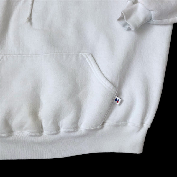 Vintage Russell Athletic White Blank Hoodie Sweatshirt (XL)