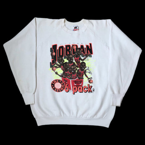 Vintage NBA Chicago Bulls Michael Jordan 6-Pack Salem Sportswear Caricature Crewneck Sweatshirt (XL)