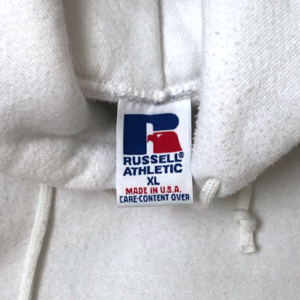 Vintage Russell Athletic White Blank Hoodie Sweatshirt (XL)