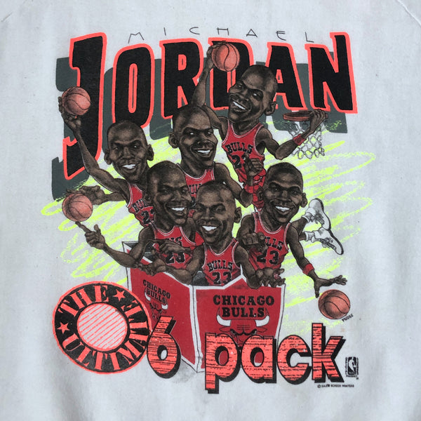Vintage NBA Chicago Bulls Michael Jordan 6-Pack Salem Sportswear Caricature Crewneck Sweatshirt (XL)