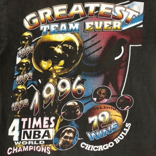 Vintage NBA Chicago Bulls 1996 Champions Greatest Team Ever Rap Tee T-Shirt (L)