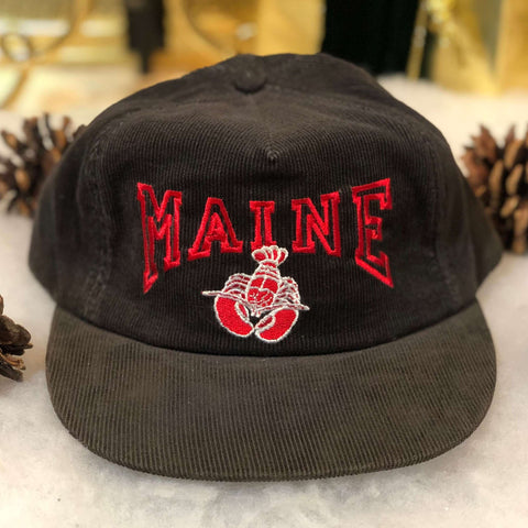 Vintage Maine Lobster Chocolate Corduroy Snapback Hat