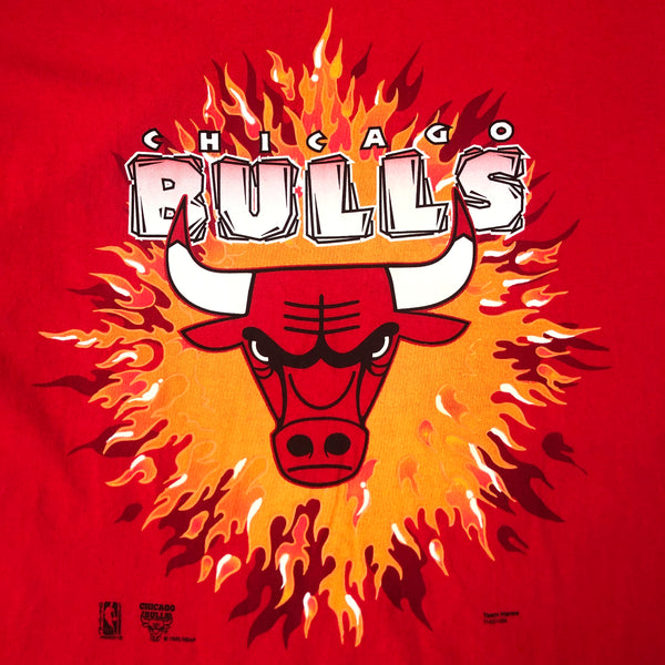 Vintage Deadstock NWOT NBA Chicago Bulls Flames Hanes T-Shirt (XXL)