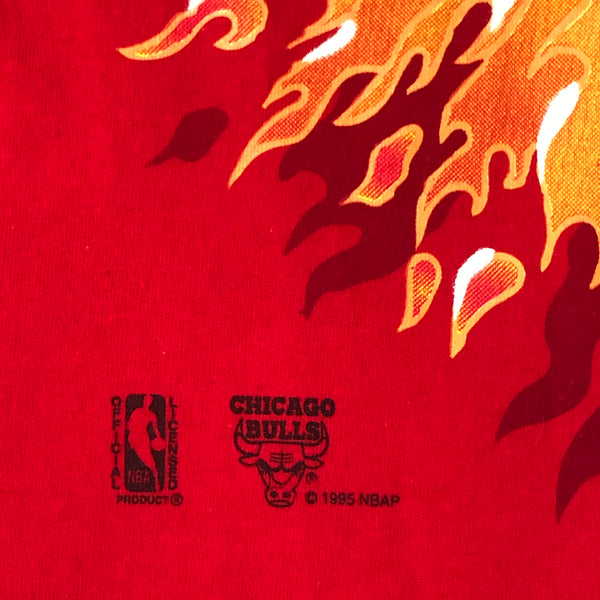 Vintage Deadstock NWOT NBA Chicago Bulls Flames Hanes T-Shirt (XXL)